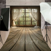 Aperturee - Aperturee Beige Curtain Window Bamboo Forest Scene Sweep Backdrop